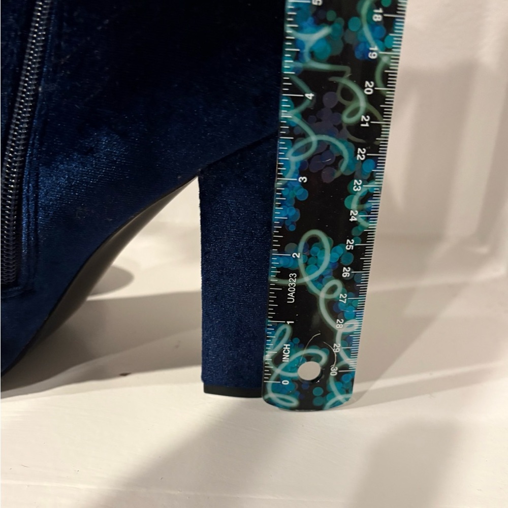 Steve Madden Navy Velvet Block Heel Ankle Boots - Picture 8 of 13
